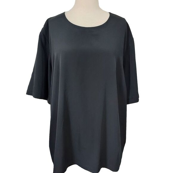 Maggie Barnes Black Dressy Blouse Keyhole Back Boxy Flowy Womens Plus Size 4X - Picture 1 of 11